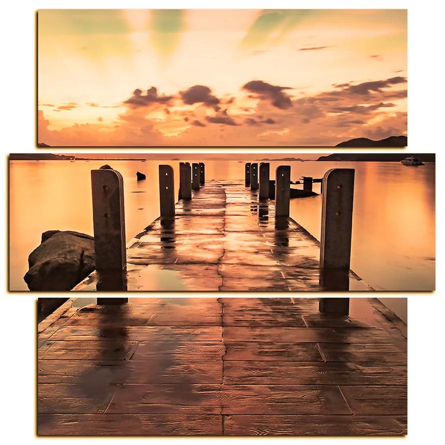 Obraz na plátne - Krásny západ slnka nad jazerom  - štvorec 3164FD (105x105 cm)