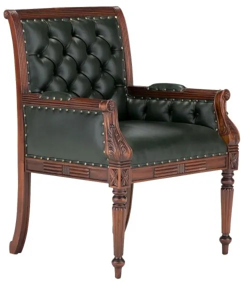 furniture-nabytek.cz - Masívne kancelárske kreslo Cambridge II, mahagón, lakované, zelené