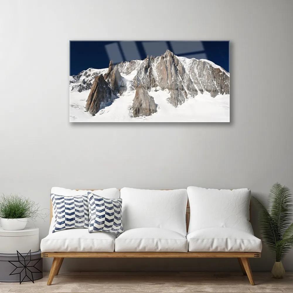 Skleneny obraz Zsněžené horské vrcholy 125x50 cm