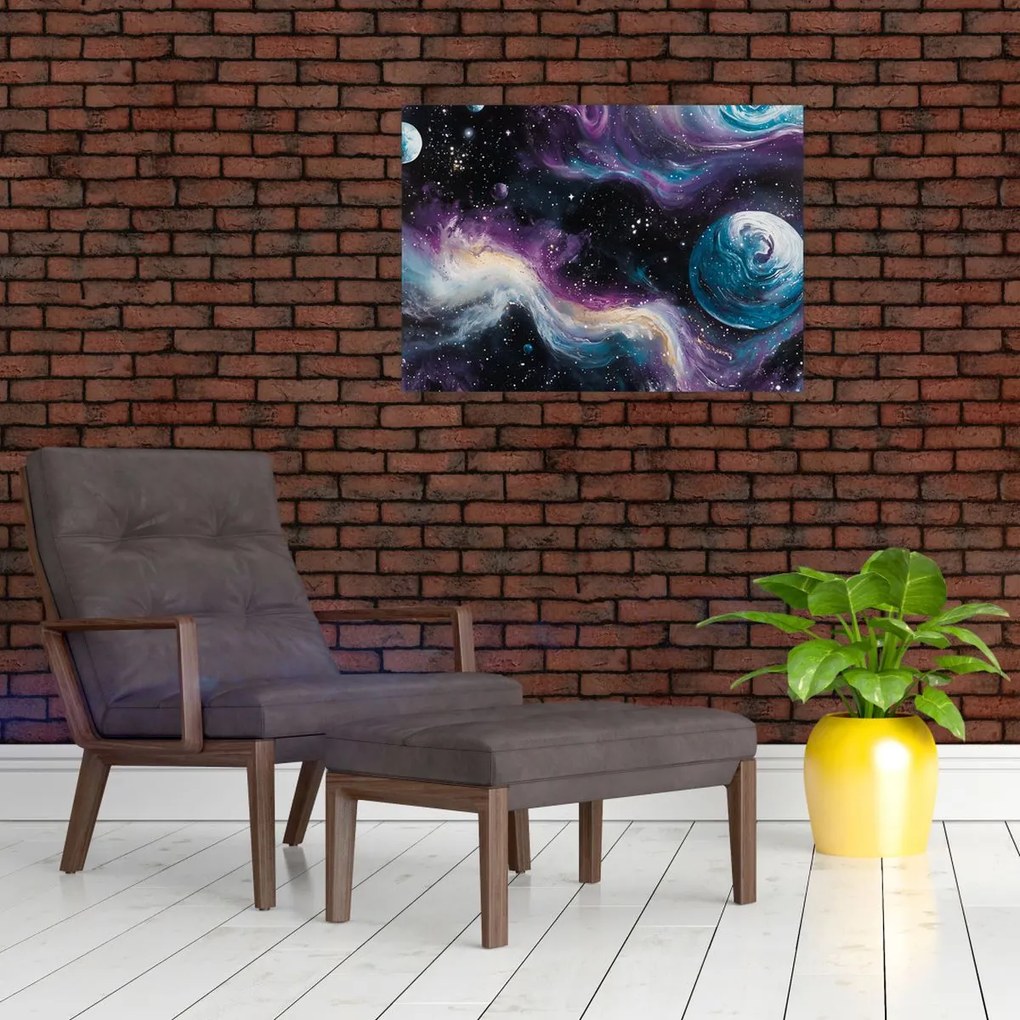 Sklenený obraz - Maľovaný vesmír (70x50 cm)