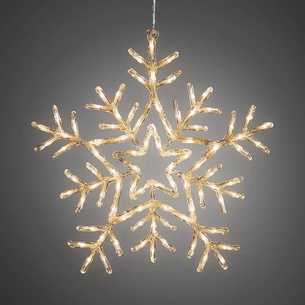 LED svetelná dekorácia vločka, napájanie: sieťové, teplá biela, výška: 58 cm