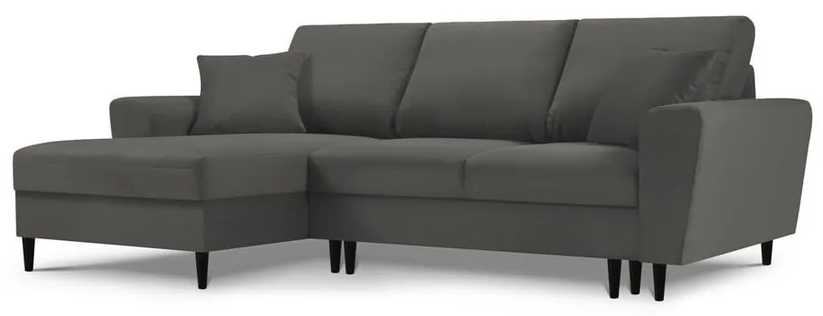 Tmavosivá menčestrová rozkladacia rohová pohovka Micadoni Home Moghan, ľavý roh