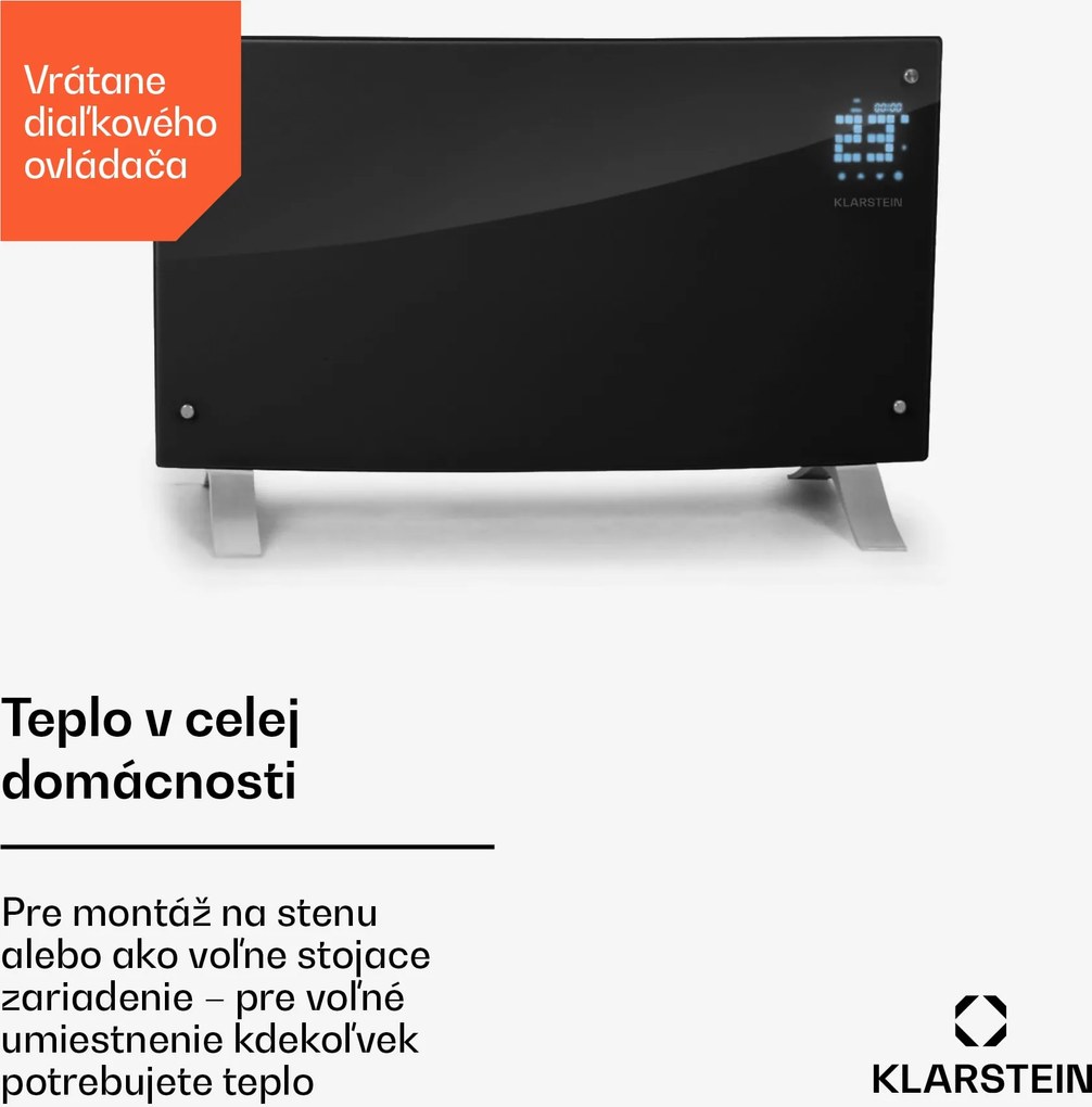 Klarstein Bornholm Curved Ambient, konvektor, 1000/2000 W, čierny