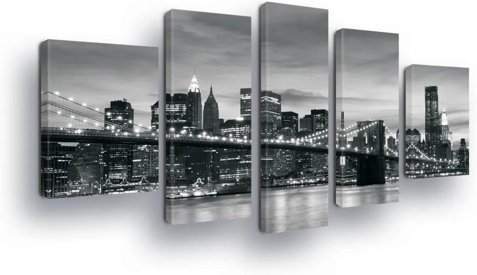 GLIX Obraz na plátne - Black and White New York Bridge 2 x 40x60 / 2 x 30x80 / 1 x 30x100 cm