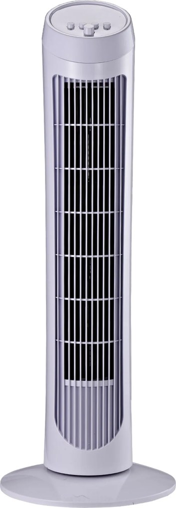 HOMCOM 45W Oscilujúci Vežiový Ventilátor s 3 Rýchlosťami, ABS Plastový Stĺpový Ventilátor, 27x27x75 cm, Biela | Aosom