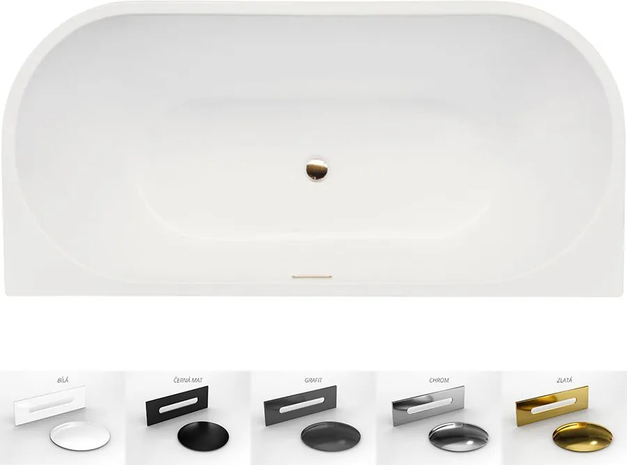 Besco Akrylátová obdĺžniková vaňa Vica Slim Plus 150x80, s prepadom BESCO-Typ výpuste: Alcaplast Click-Clack so štrbinovým prepadom, čierna matná, BE…
