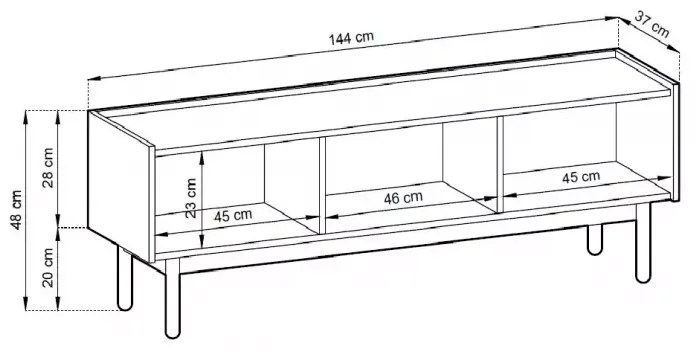 TV stolík Boho La 144 cm dub riviera/biely mramor
