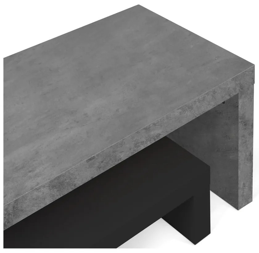 Dvojitý televízny stolík čierny s betónovým dekorom TemaHome Cliff, 125 × 40 cm