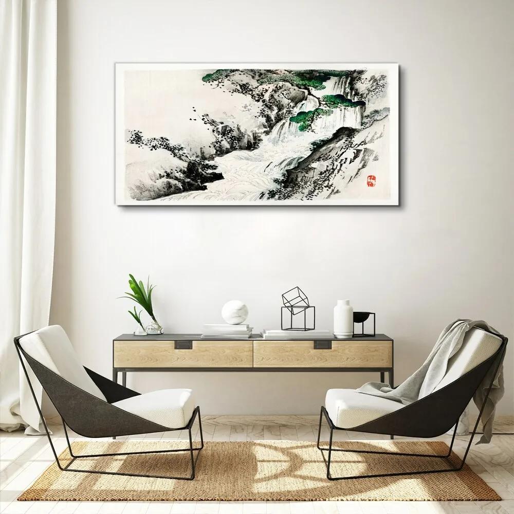 Obraz Canvas Vodopád strom vlny