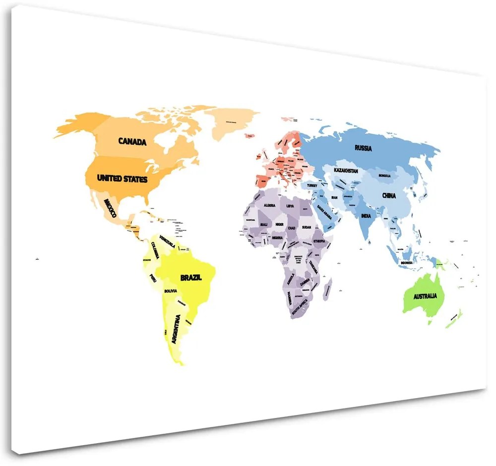 Obraz mapa sveta s pútavými nápismi