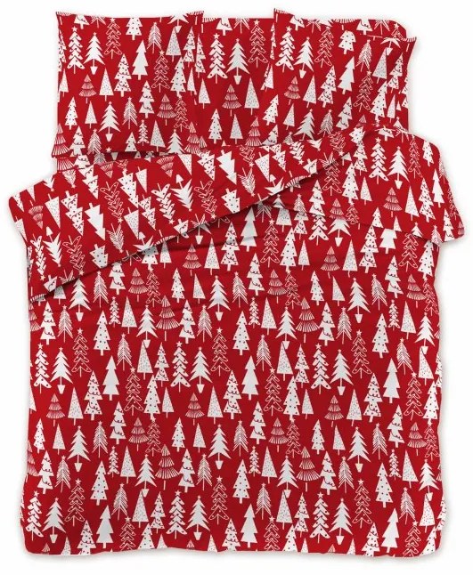 Bavlnené obliečky CHRISTMAS TREES červené Rozmer obliečky: 2 ks 70 x 90 cm | 200 x 220 cm