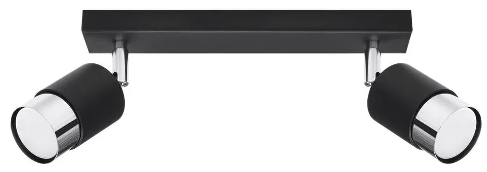 Sollux SL.1065 - Bodové svietidlo NERO 2xGU10/40W/230V čierna/lesklý chróm
