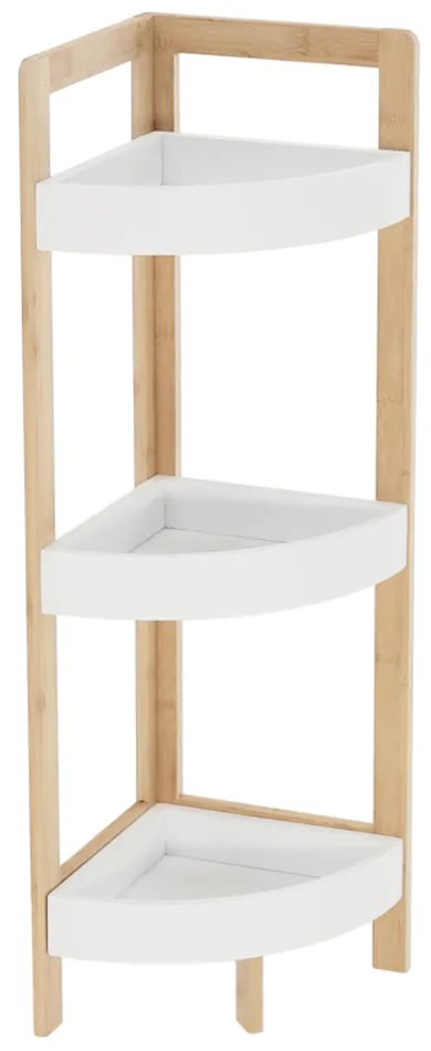 Rohový regál, biela/prírodný bambus, FONG