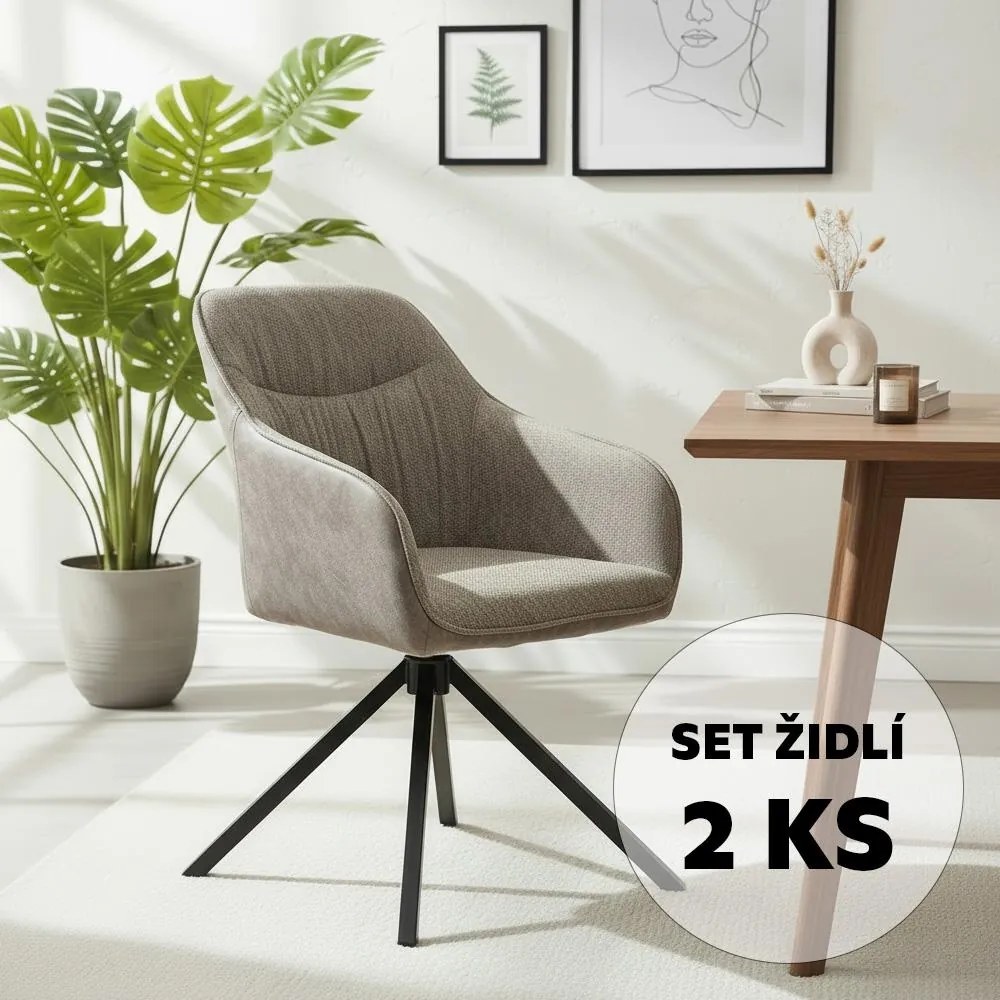 Set - 2 ks Jedálenská stolička AVENBERG LARO – otočná, šedá