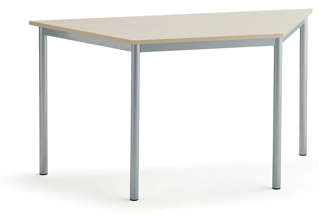 Stôl SONITUS TRAPETS, 1400x700x720 mm, HPL - breza, strieborná
