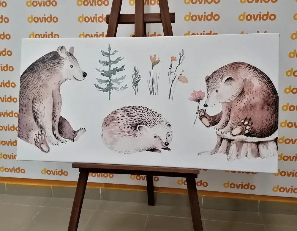 Obraz posedenie zvieratiek v lese