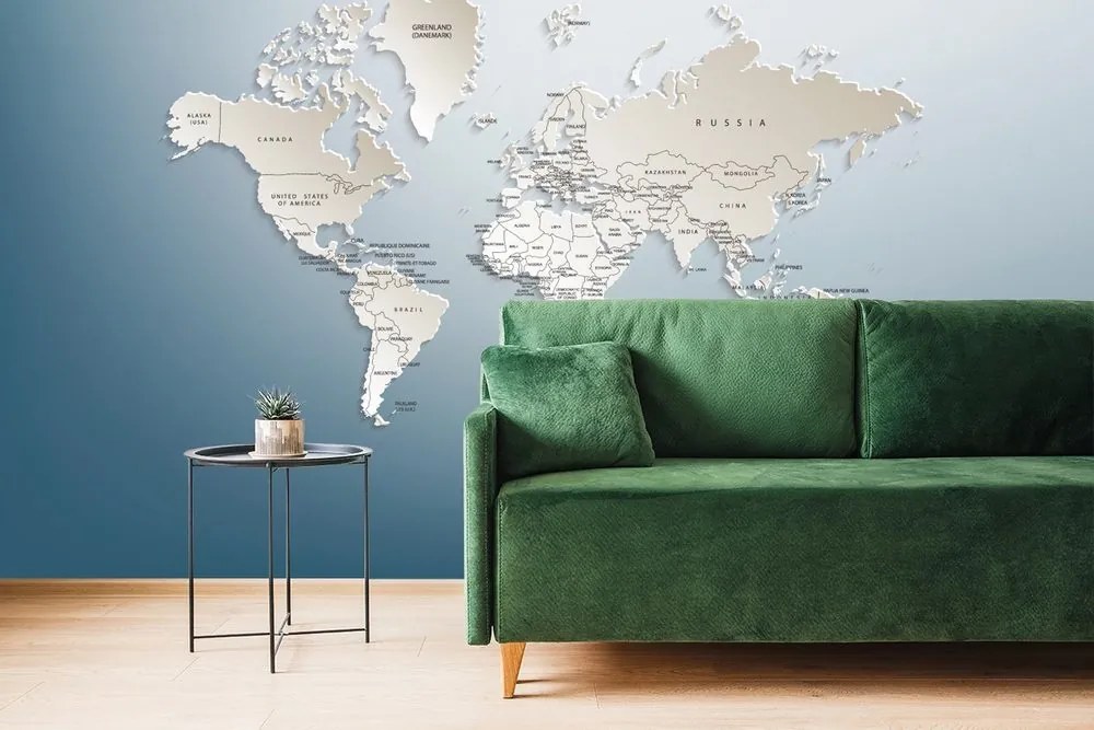 Samolepiaca tapeta mapa sveta v originálnom prevedení - 150x100