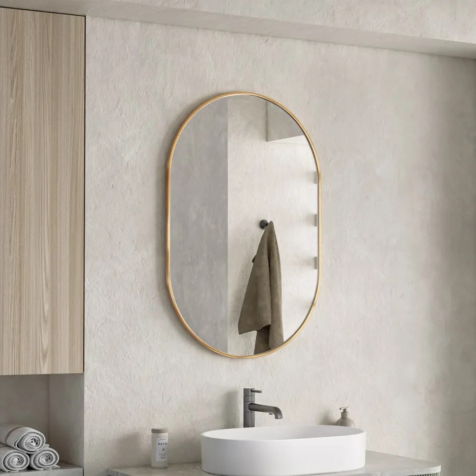 Erga Oval, oválne zrkadlo 60x90cm, zlatý rám, ERG-V01-OVAL-6090-GD