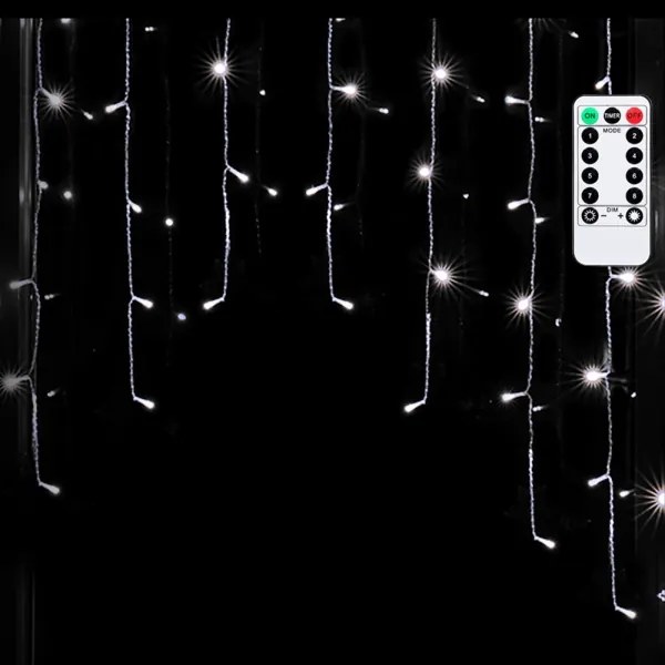 Aigostar - LED vonkajšia vianočná reťaz 200×LED/6W/230V/8 režimov 3×1m IP44 studená biela + diaľkové ovládanie