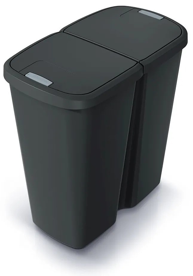 Odpadkový kôš DUO čierny, 45 l, čierna