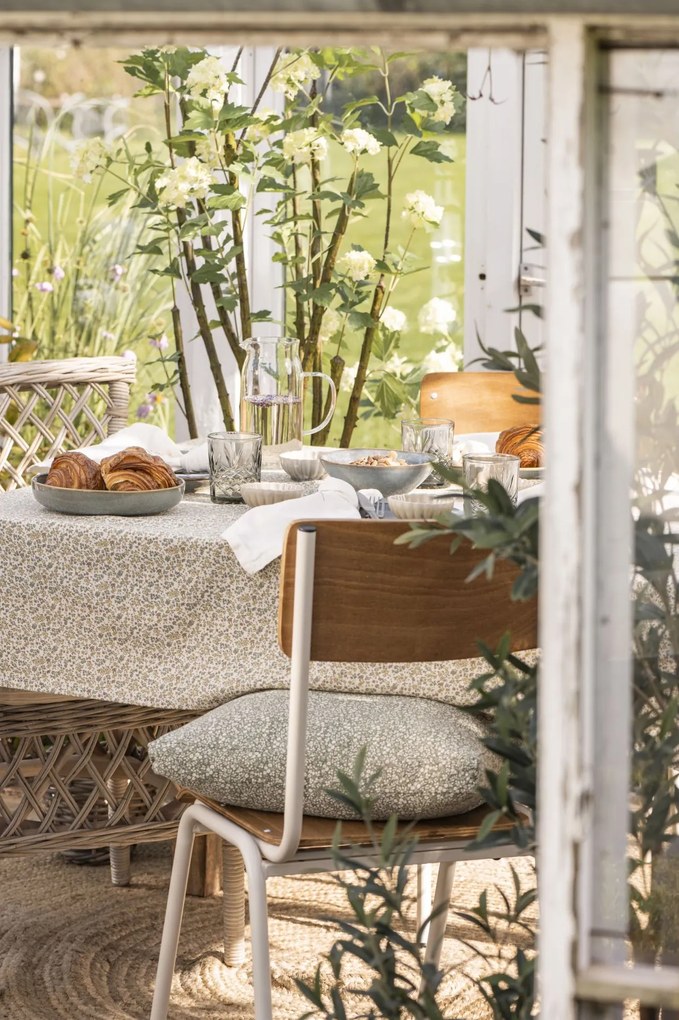 Ib Laursen Bavlnený poťah na sedák Sofie Green/Flowers 45 × 45 cm