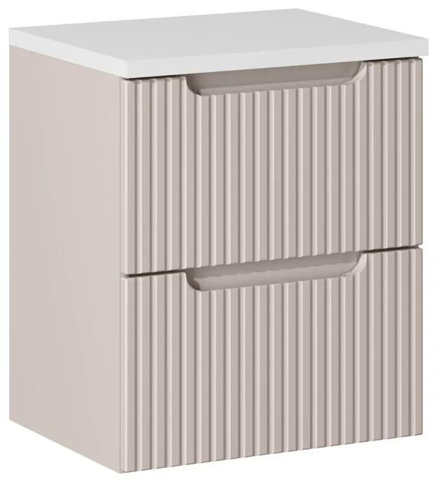 Závěsná skříňka pod umyvadlo Nova Cashmere II s deskou 50 cm kašmírová/bílá