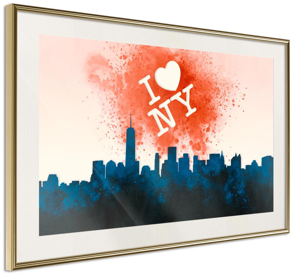 Artgeist Plagát - I Love NY [Poster] Veľkosť: 30x20, Verzia: Čierny rám