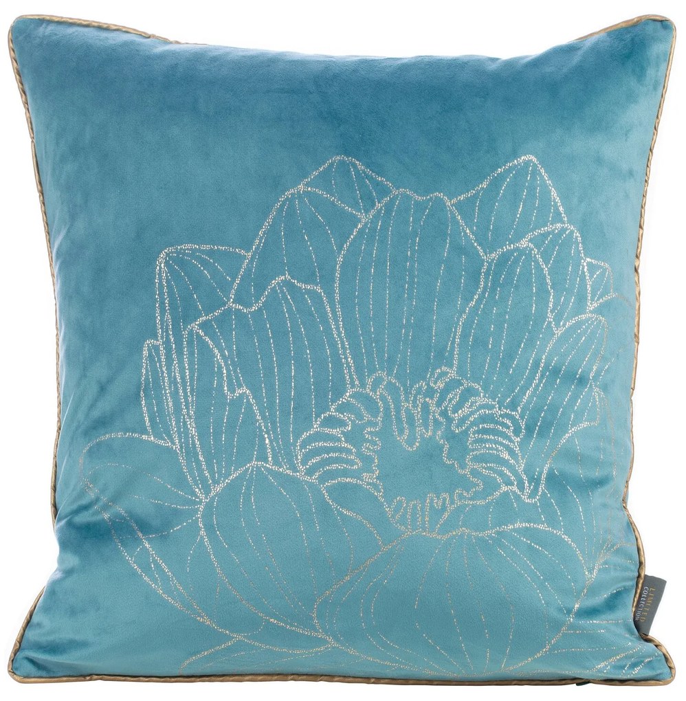 DEKORAČNÁ OBLIEČKA NA VANKÚŠ LIMITED COLLECTION LOTOS8 45X45 CM TYRKYSOVÁ