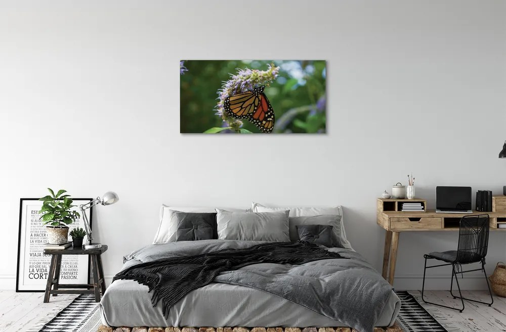 Obraz na plátne Kvet farebný motýľ 125x50 cm