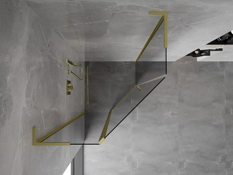 Mexen Mist L, päťuholníkový sprchový kút s krídlovými dverami, 80 x 80 cm, 8mm číre sklo, zlatý matný profil, 8A8L-080-080-55-00