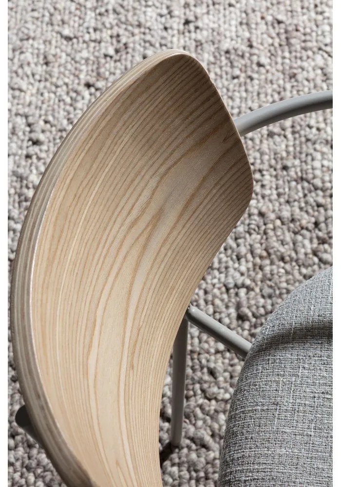 Svetlosivé/v prírodnej farbe čalúnené jedálenské kreslá v súprave s podrúčkami Nour – MOME