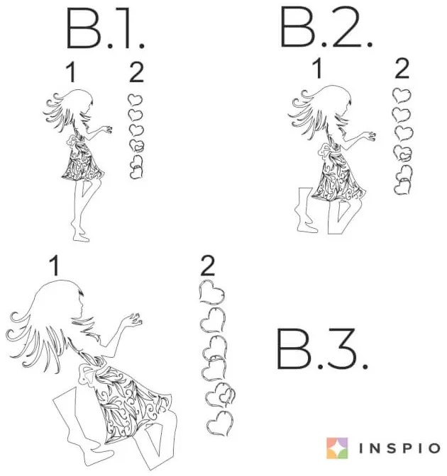 Nálepky na stenu - Dievča so srdiečkami