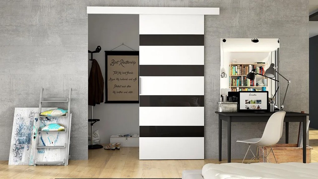 Interiérové posuvné dvere Opera 90 V, Farby: kašmír / čierny lacobel