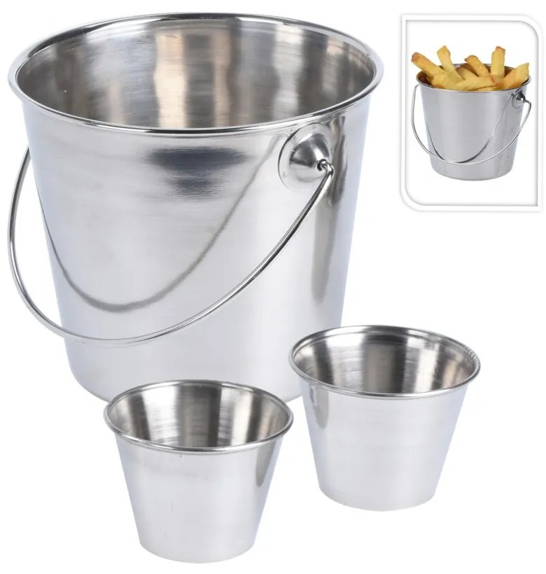 Kovové vedro na servírovanie hranoliek Fries sada 3ks