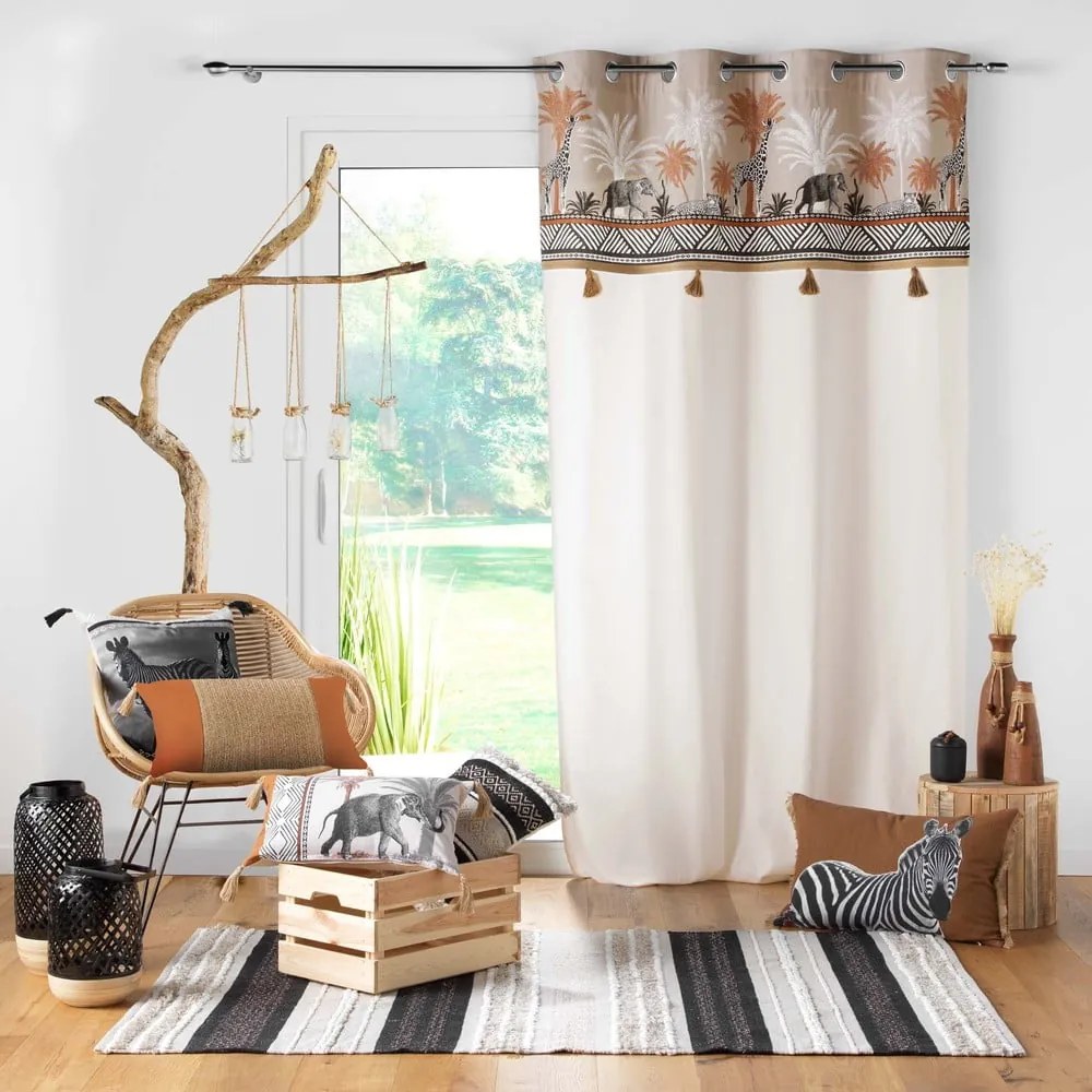 Hnedý/v prírodnej farbe bavlnený záves 140x240 cm Kenya Lodge – douceur d'intérieur