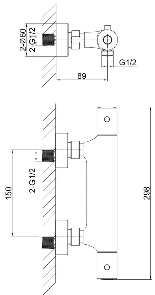 Sapho, KIMURA nástenná sprchová termostatická batéria, chróm, KU211