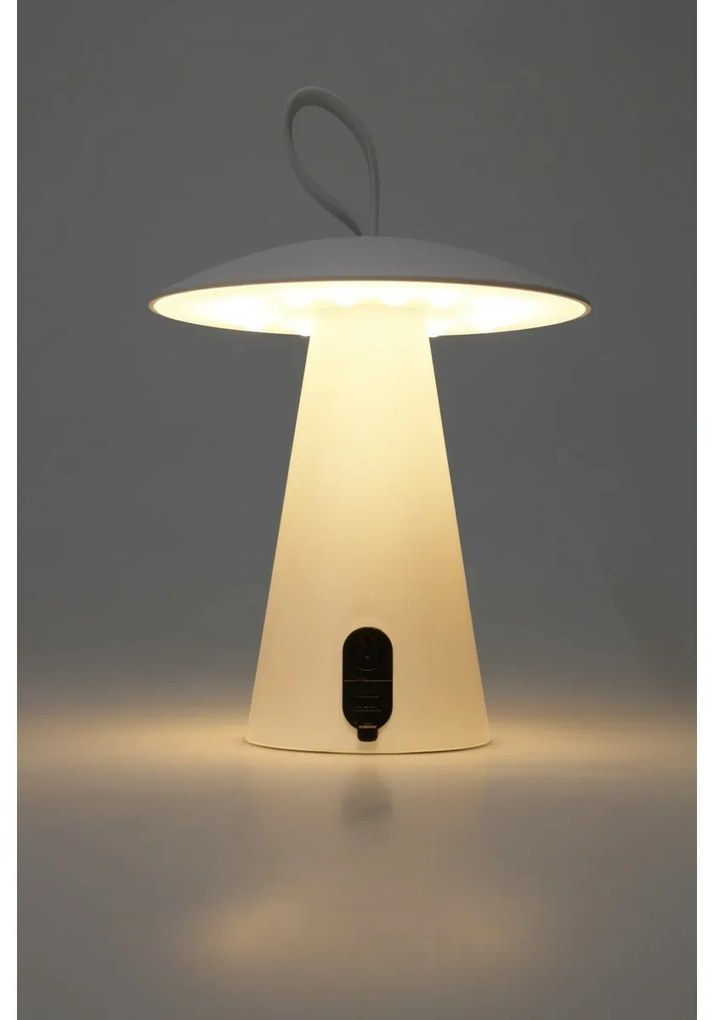Stolná vonkajšia prenosná LED lampa Boise, biela, USB, 15 x 17 cm, plast