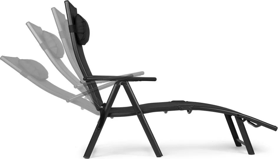 Ležadlo záhradné skladacie s reguláciou operadla, farba oceľová