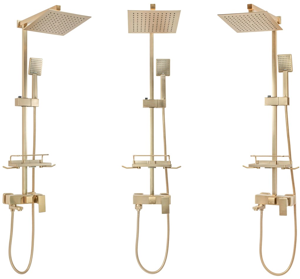 Rea Jack, sprchová súprava s pákovou batériou a nerezovou hlavovou sprchou, zlatá matná, REA-P7050