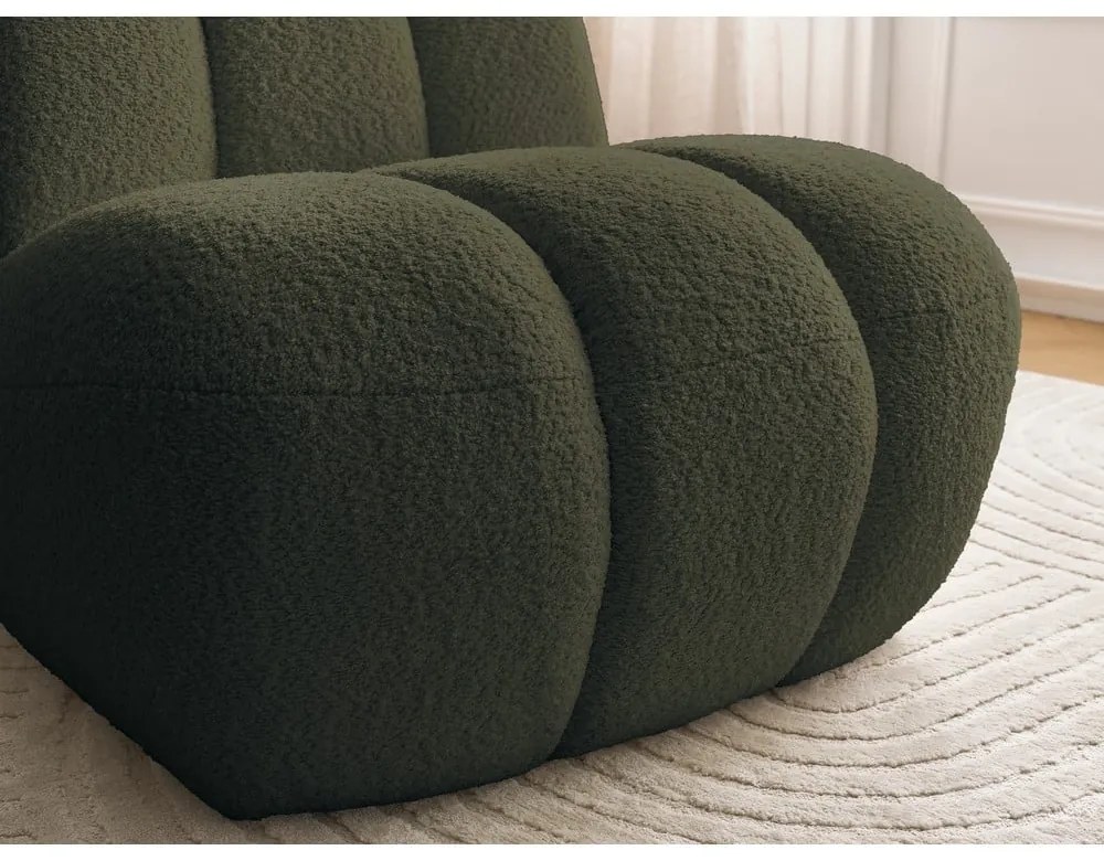 Zelené kreslo z textílie buklé Janissaire – Bobochic Paris