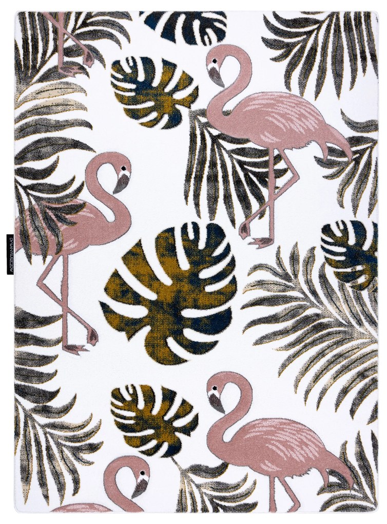 Koberec ZAHRADA,  PLAMENIAKY , LISTY MONSTERY,  krémový