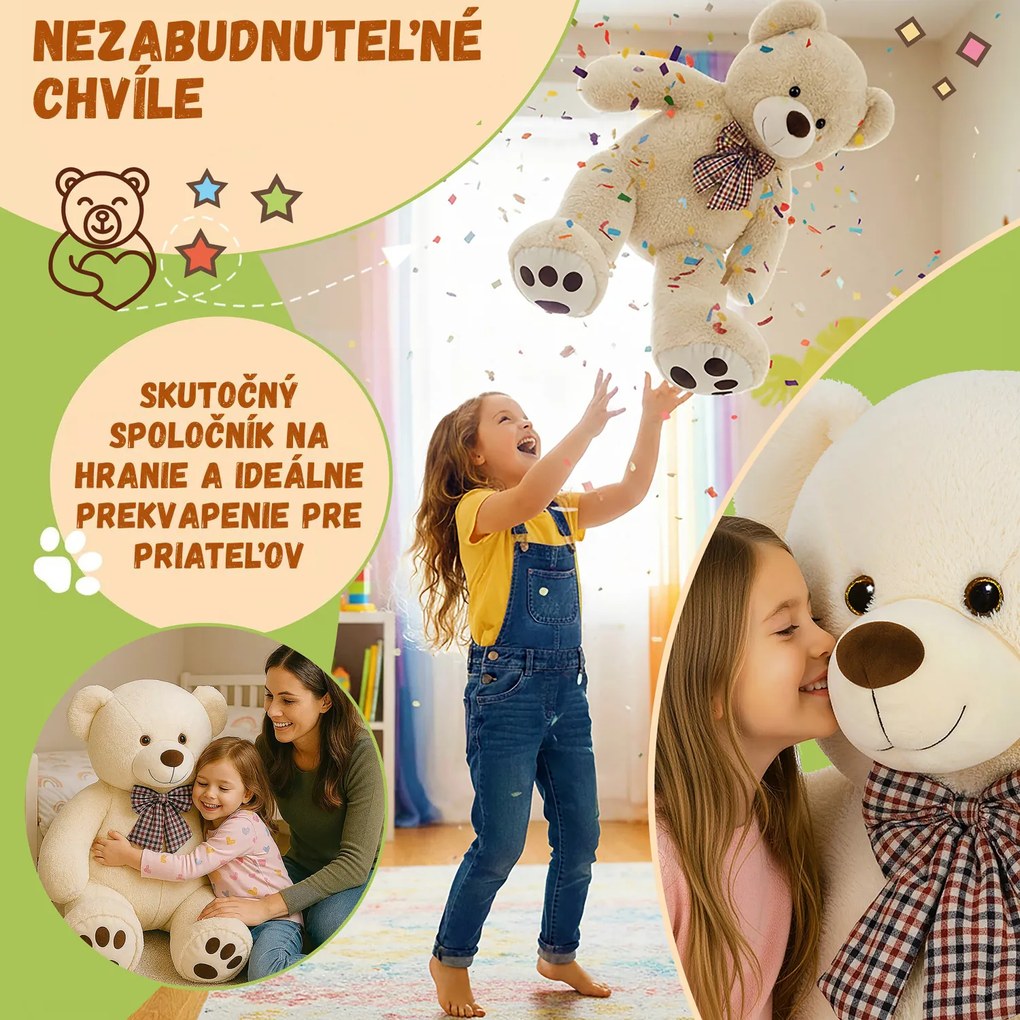 Veľký plyšový medveď BENY, 100cm, krémová Monzana