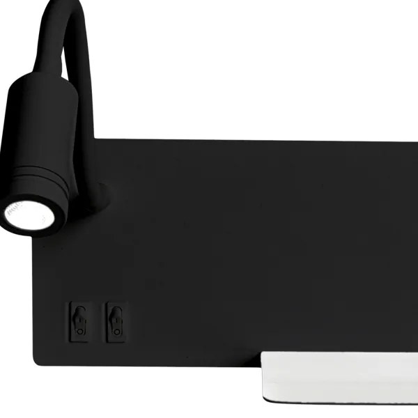 LED Nástenné svietidlo SHELF 1xLED/4W+1xLED/5W+1xLED/2W/230V čierna