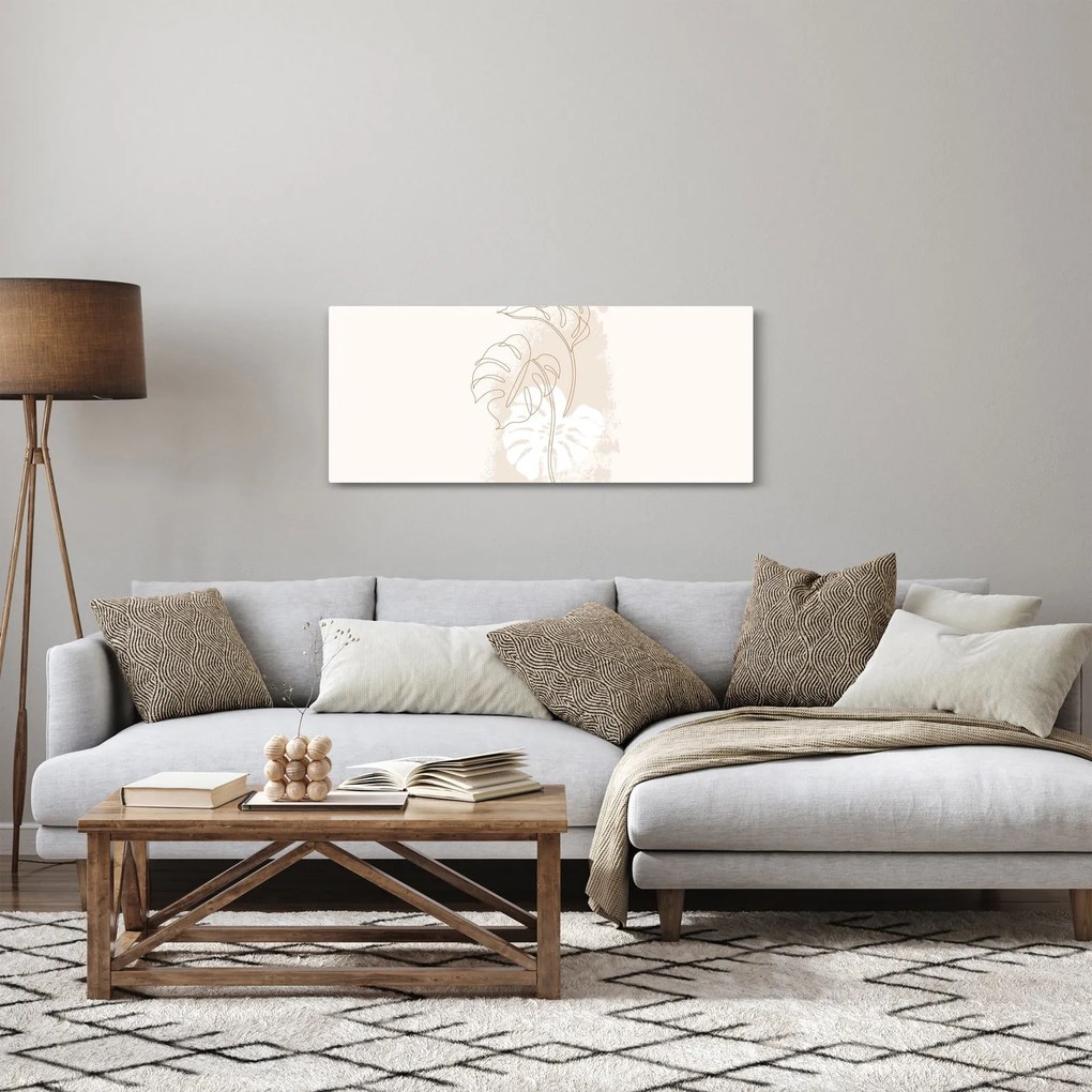 Obraz - Line art monstera N⁰1 (120x50 cm)