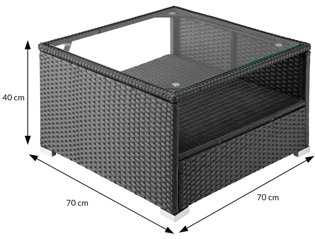 InternetovaZahrada Záhradný ratanový set XXL - čierny/krémové podušky