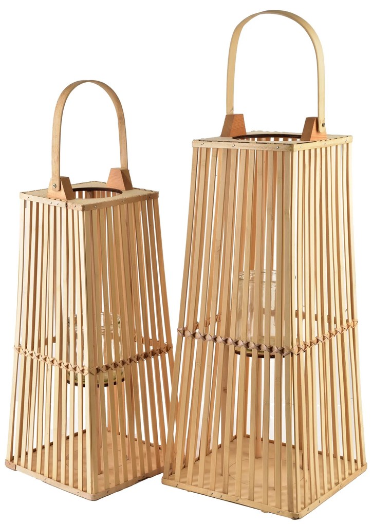 Proutěná lucerna LUCIE Natural 26,5x57 cm hnědá