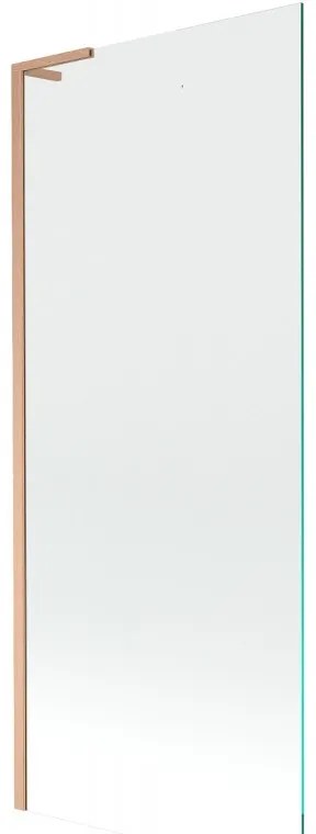 Mexen Next L, 1-krídlová vaňová zástena 80 x 150 cm, 6mm číre sklo, medený profil, 895-080-000-03-00-65