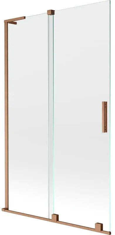 Mexen Velar L, 2-krídlová posuvná vaňová zástena 110 x 150 cm, 8mm číre sklo, medená matná, 896-110-003-01-65