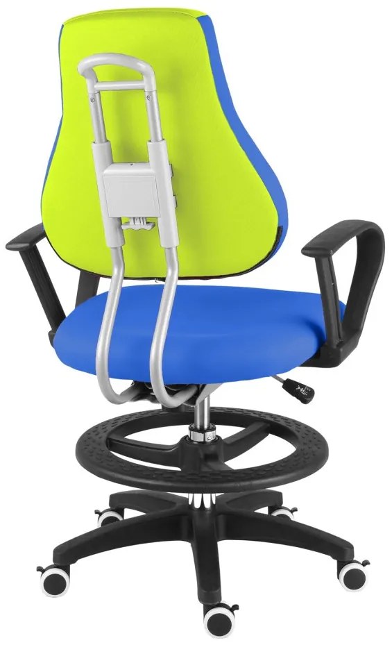 Detská rastúca stolička Neoseat KINDER — látka, modrá / reflexná zelená