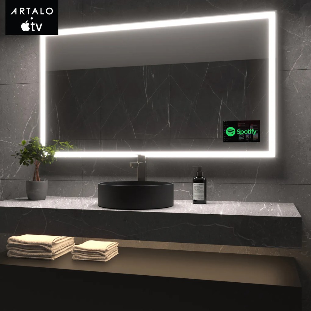 SMART Zrkadlo do kúpeľne s LED osvetlením M1 premium + SmartScreen with Apple TV